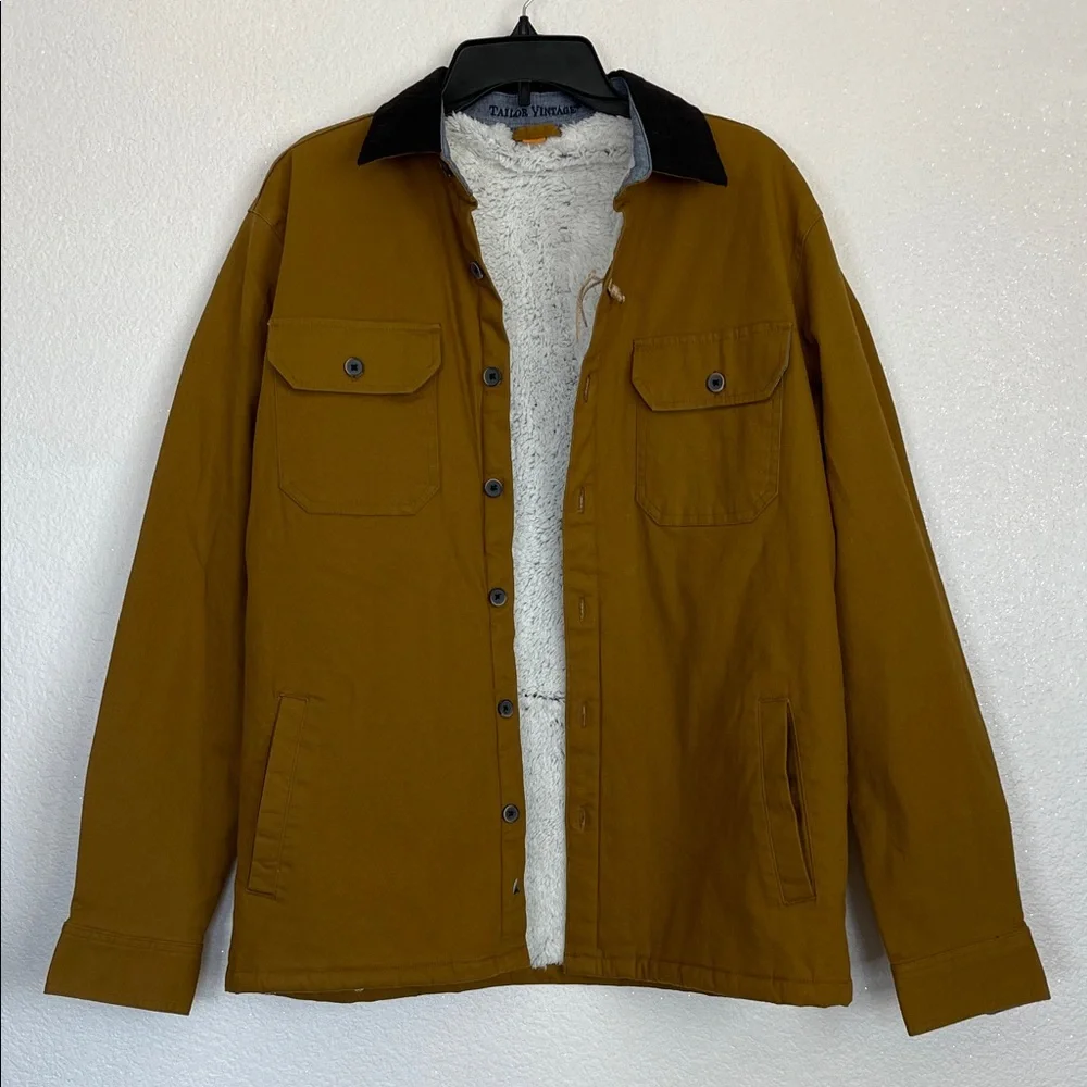 Tailor Vintage Tan canvas Barn Jacket with Black Details size M
